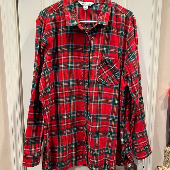 Old Navy Red Plaid Tunic Shirt Top Sz XXL - Picture 2 of 4
